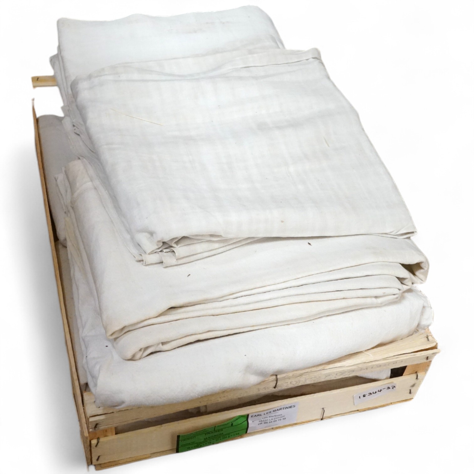 Six plain coarse linen French provincial sheets